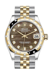 Rolex Datejust 31 Black Mother-Of-Pearl Diamonds Dial Diamond Bezel Jubilee Yellow Gold Two Tone